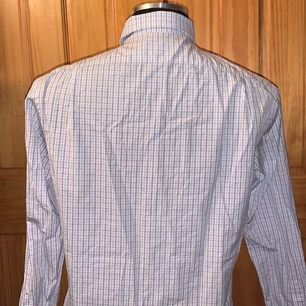 Ralph Lauren Purple Label Blue and White Checked Dress Shirt - Picture 6 of 7